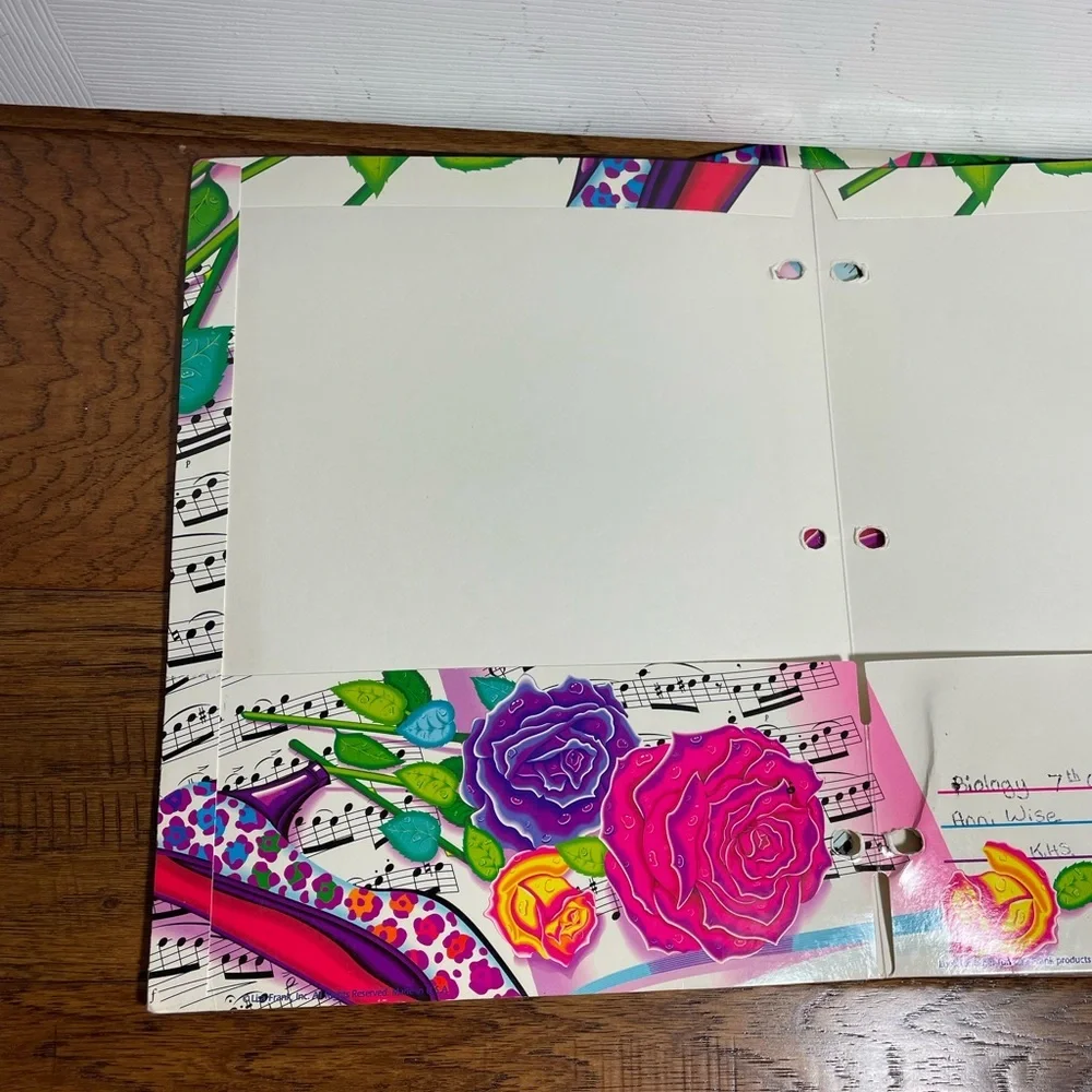 VTG Stuart Hall Lisa Frank Trends folders w/ roses/music sheets/heels (set of 2)